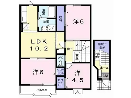 トゥールトローII(3LDK/2階)の間取り写真