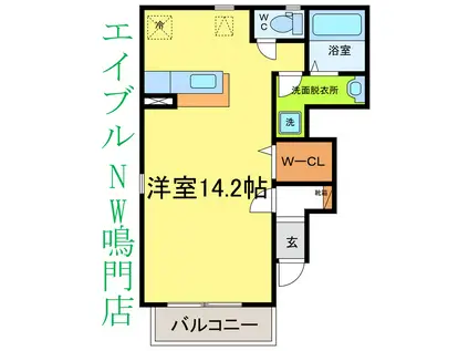 フォルツゥーナ(1K/1階)の間取り写真