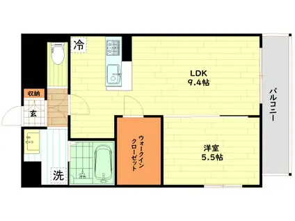 パークス堺筋本町(1LDK/6階)の間取り写真