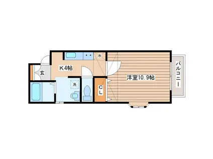 WISH荒井(1K/1階)の間取り写真