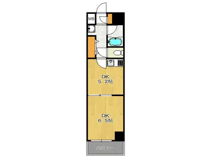 パークヒル扇町(1DK/4階)の間取り写真
