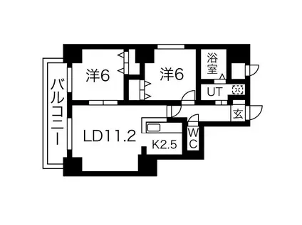 ベルリード福住(2LDK/7階)の間取り写真