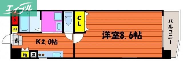 グランローゼ(1K/2階)の間取り写真