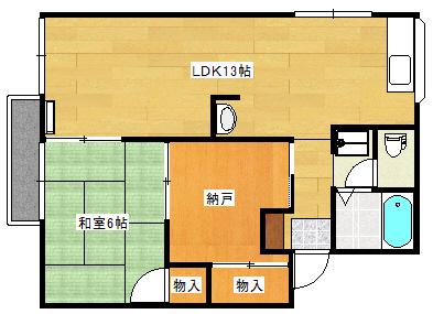 新田ハイツ B棟(1SLDK/1階)の間取り写真