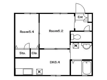 フレンドヒル (2DK/1階)の間取り写真