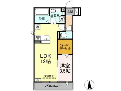 バーディー穂積(1LDK/3階)の間取り写真