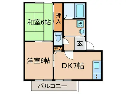 ディアコート(2DK/2階)の間取り写真