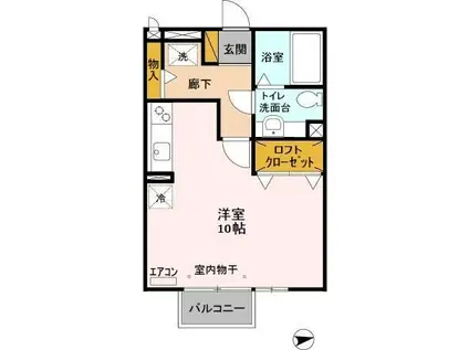 エピナール・ラフィネ(ワンルーム/2階)の間取り写真