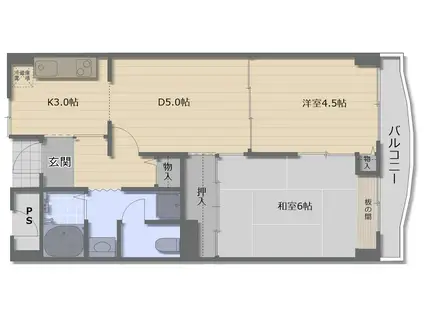 アネックス山野(2DK/2階)の間取り写真