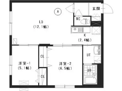 エクセル美園(2LDK/3階)の間取り写真