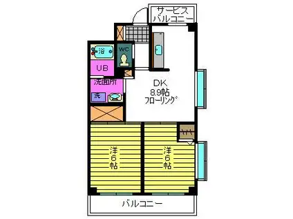 アサヒハイツ東葛西Ⅱ(2DK/3階)の間取り写真