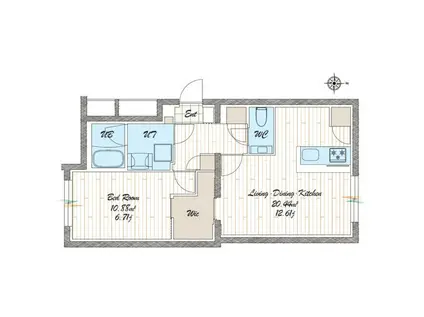 QUADOR NOIE 池下(1LDK/2階)の間取り写真