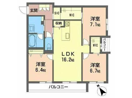 シャ一メゾン グランフィリア(3LDK/2階)の間取り写真