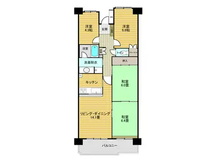 パストラルハイム三島壱番館(4LDK/7階)の間取り写真