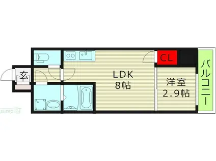 GARDENIA城北公園(1LDK/4階)の間取り写真
