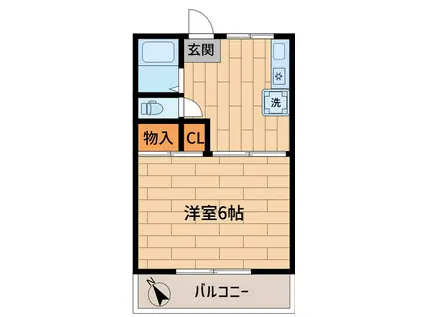 シャロームハイツ(1K/2階)の間取り写真