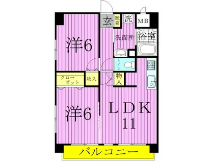 ウィステリア西新井(1SLDK/2階)の間取り写真