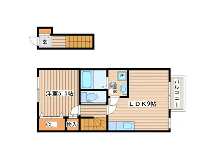 LINKSTAGE砂押A棟(1LDK/2階)の間取り写真