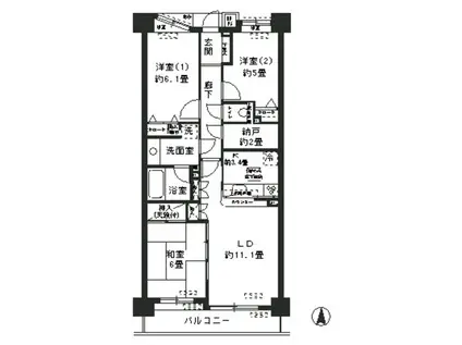 コスモ葛西臨海公園ロイヤルコート(3LDK/3階)の間取り写真