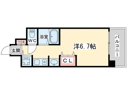 エイペックス天神橋1(1K/7階)の間取り写真