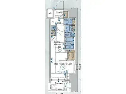 ガリシアレジデンス品川パークサイド(1DK/8階)の間取り写真