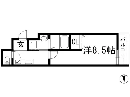フジパレス池田姫室町(1K/1階)の間取り写真