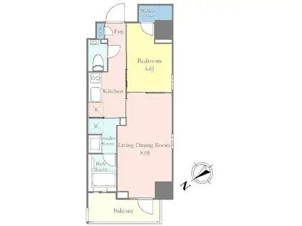 ザ・パークワンズ目黒不動前(1LDK/2階)の間取り写真