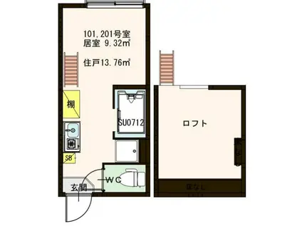 フェリス・ソレイユ壱番館(ワンルーム/1階)の間取り写真