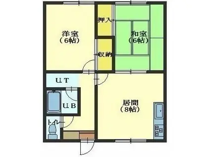 コーポかしわ(2DK/2階)の間取り写真