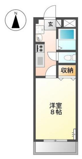 カスティージョII(1K/1階)の間取り写真