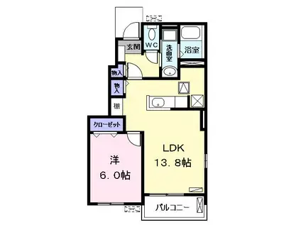 レジデンスハーモニー(1LDK/1階)の間取り写真