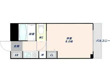 PARFAIT俊徳道(1K/2階)の間取り写真