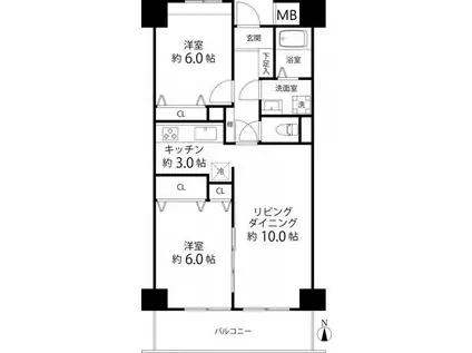 TS GARDEN東尾久(2LDK/3階)の間取り写真