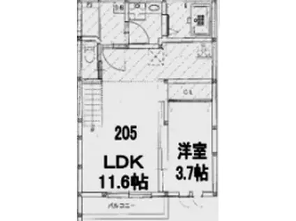 アンピオ姪浜弐番館(1SLDK/2階)の間取り写真