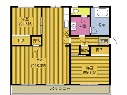 ハイツ松山(2LDK/1階)の間取り写真