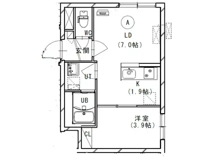 北19西6マンション(1LDK/4階)の間取り写真