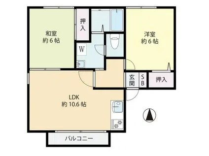 トゥインクル深沢A棟(2LDK/1階)の間取り写真