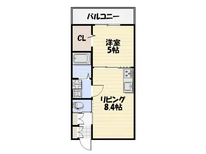 LIKES飯山満町A棟(1LDK/1階)の間取り写真