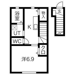 BLOOM GARDEN B棟(1K/2階)の間取り写真