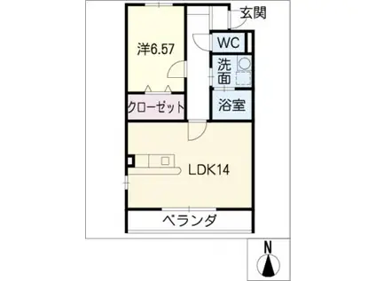 リヴァシティ一日市場(1LDK/2階)の間取り写真