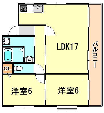 メゾンド蘭(2LDK/1階)の間取り写真
