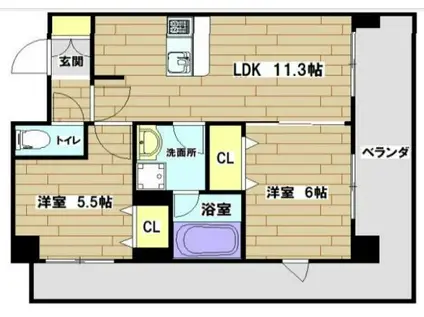 プレステージ10番館(2LDK/5階)の間取り写真