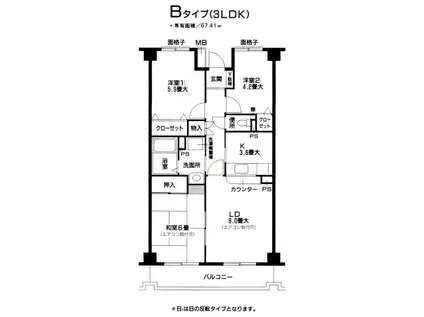 クライン デァ・ベルク II(3LDK/2階)の間取り写真