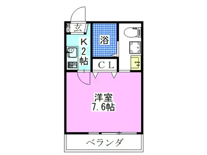 ベイシティ(1K/2階)の間取り写真