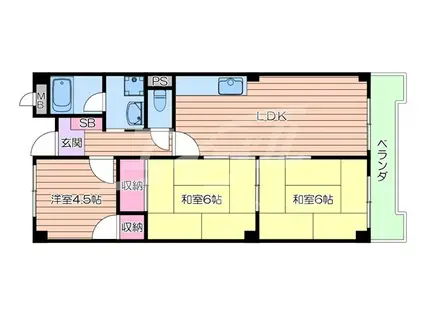 シャトーモンシェール(3LDK/4階)の間取り写真