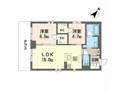 CLASSEUM連坊II(2LDK/1階)の間取り写真