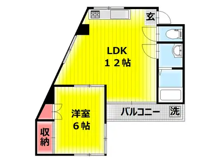 イオロスソーカ(1LDK/2階)の間取り写真