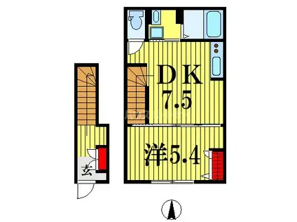 プチ アルモ(1DK/2階)の間取り写真