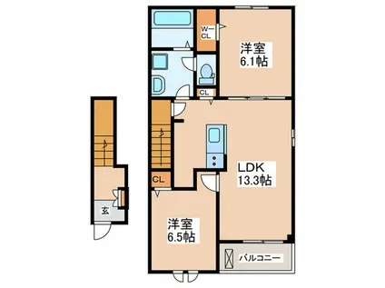 シャンベルジュ 依井II(2LDK/2階)の間取り写真