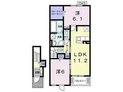 近鉄名古屋線 津駅 徒歩13分 2階建 築5年(2LDK/2階)の間取り写真